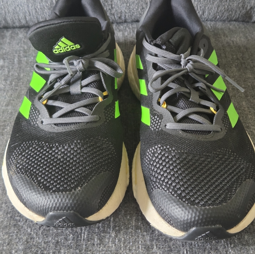Adidas Black and Bright Green Running Shoes